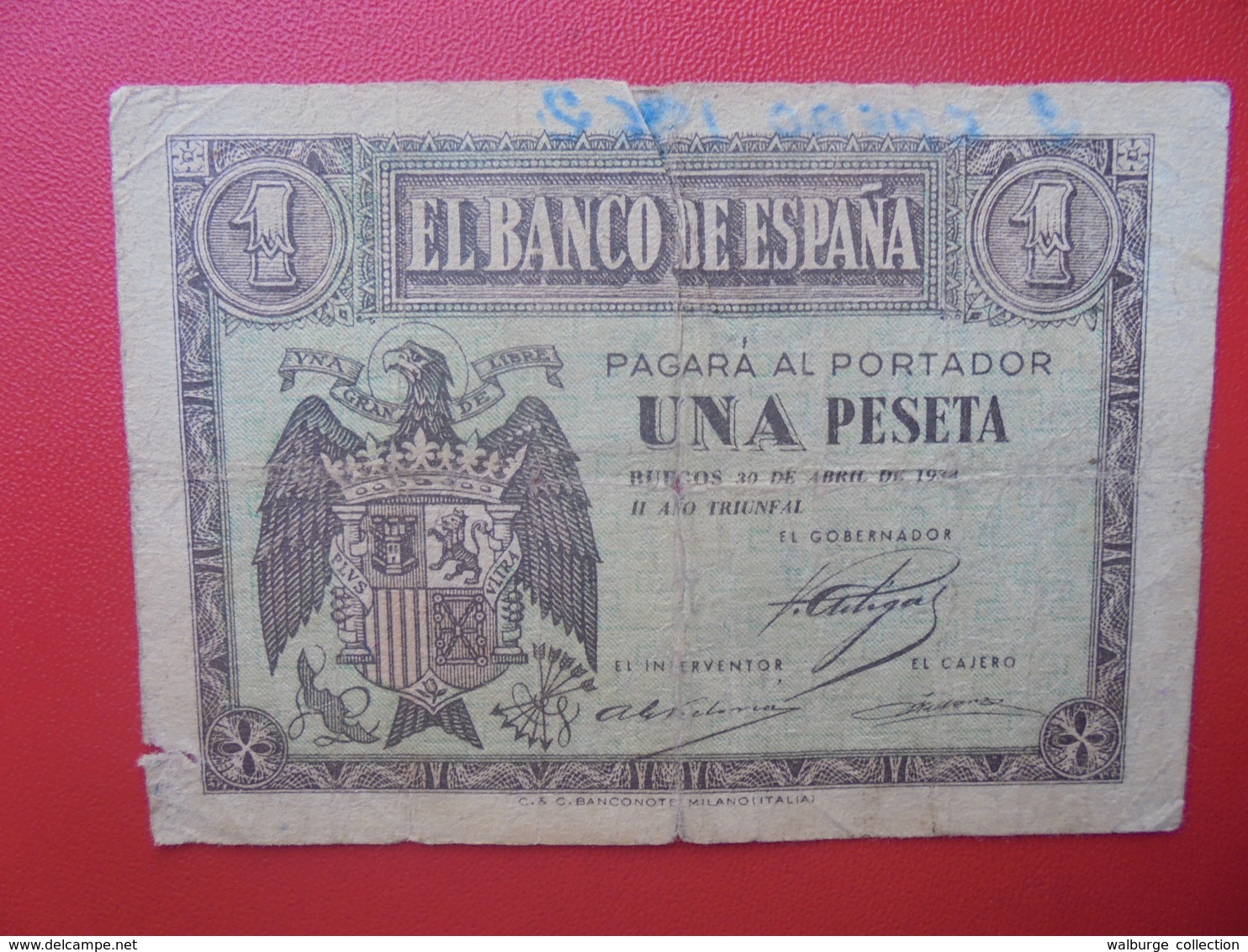 ESPAGNE 1 PESETA 1938 CIRCULER (B.6) - 1-2 Pesetas