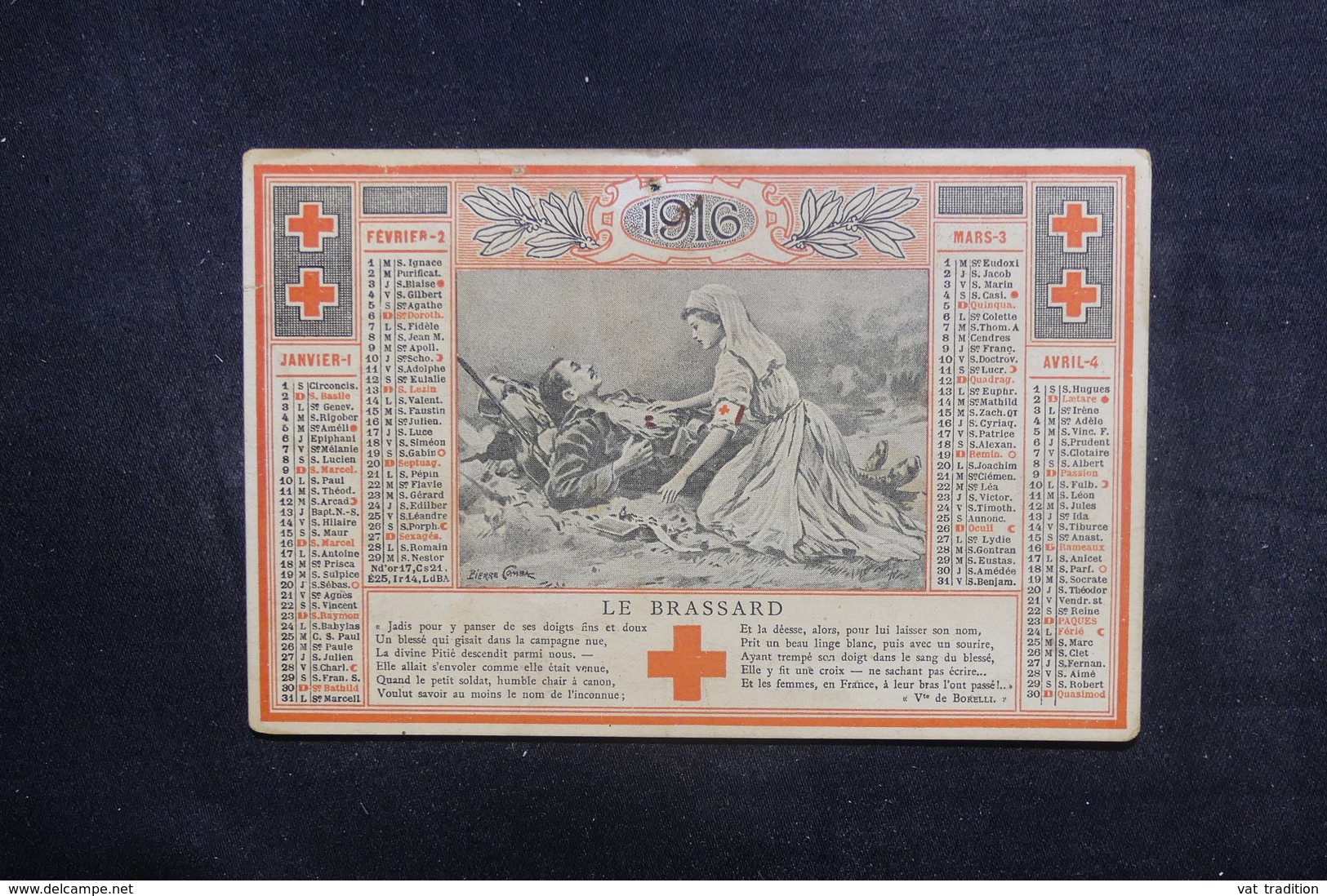 CALENDRIERS  - Calendrier De La Croix Rouge En 1916 - L 40303 - Petit Format : 1901-20