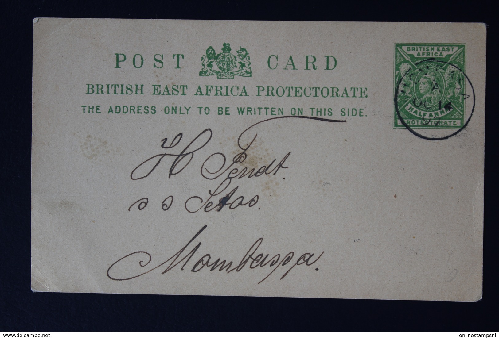 BRITISH EAST AFRICA: 2 POSTCARDS NGK 7 USED AND UNUSED MOMBASSA 14-10-1897 - British East Africa