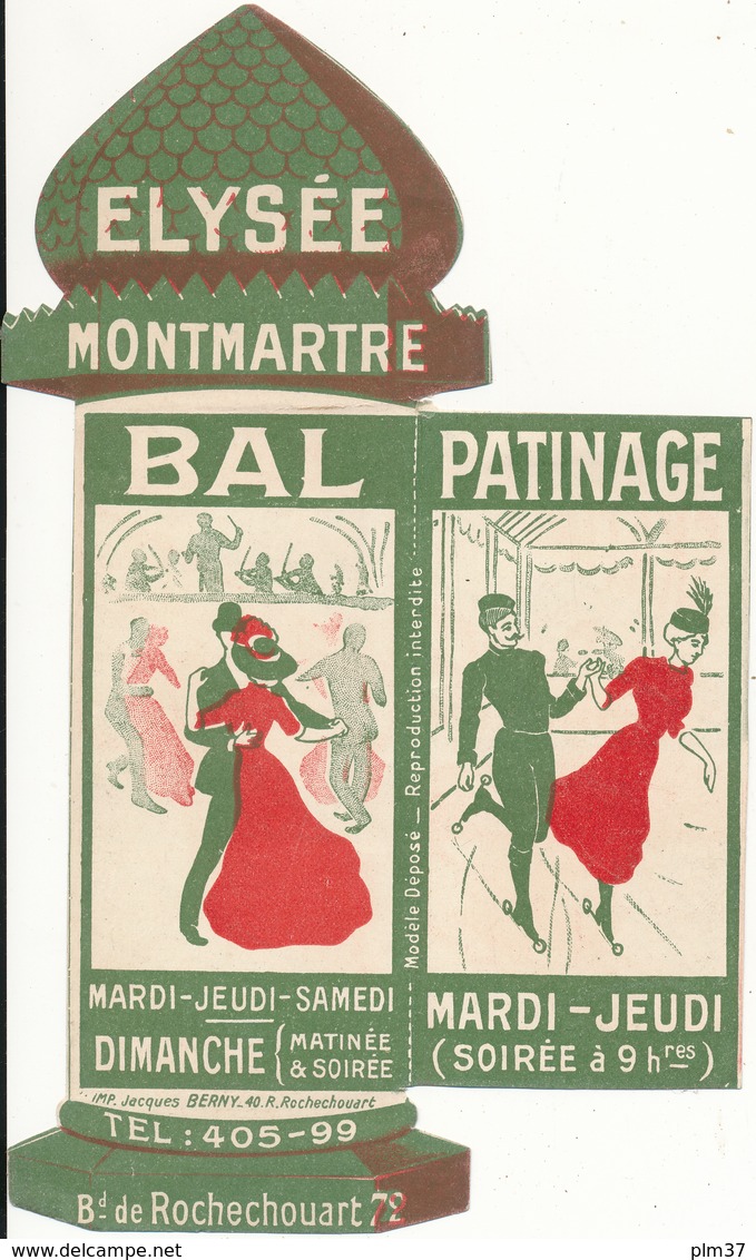 PARIS -  Elysée Montmartre -  Bal,  Patinage - Programmes