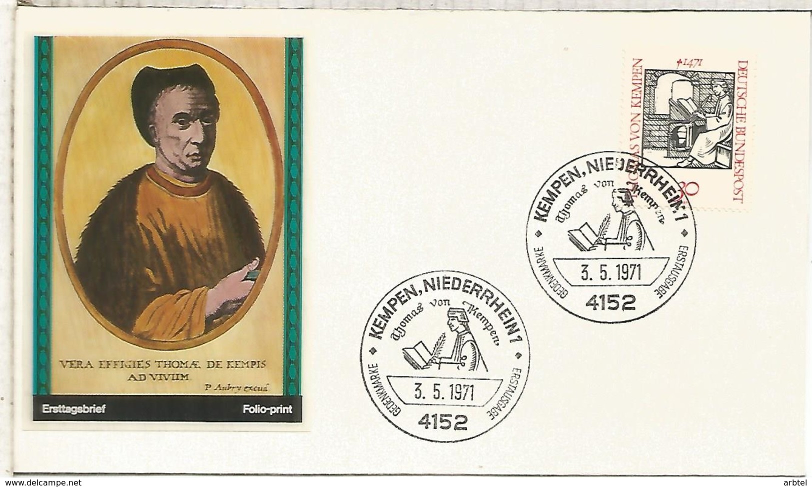 ALEMANIA FDC 1971 KEMPEN NIEDERHEIM JONAS VON KEMPEN RELIGION - Cristianismo