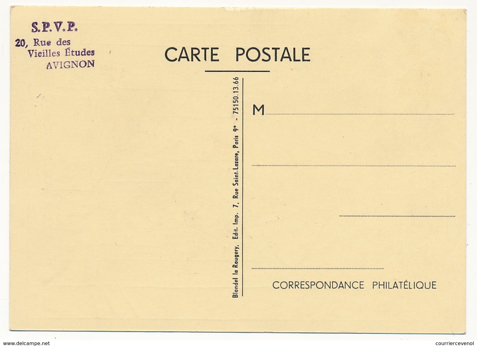 FRANCE => Carte Locale "Journée Du Timbre" 1966 - Le Poinçon - AVIGNON 1966 - 1950-1959