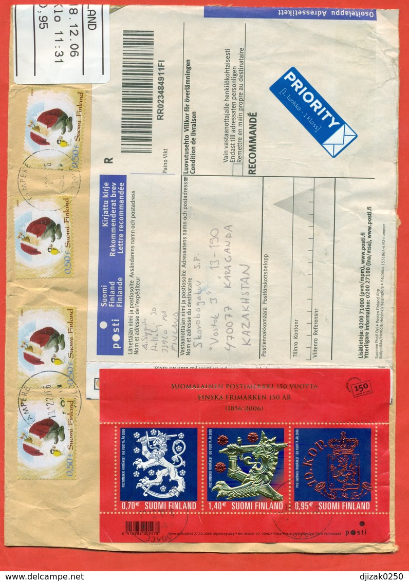 Finland 2006.Registered Envelope Passed The Mail. Block. - Big Cats (cats Of Prey)