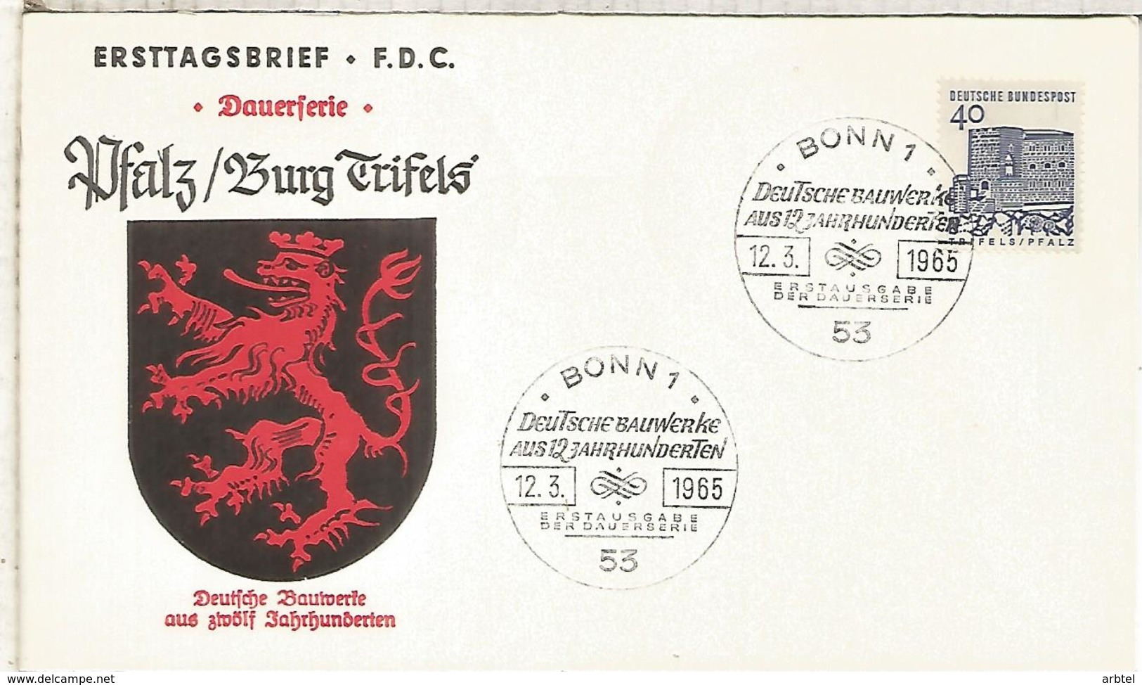 ALEMANIA FDC 1965 ARQUITECTURA TRIEFELS - Monumenten