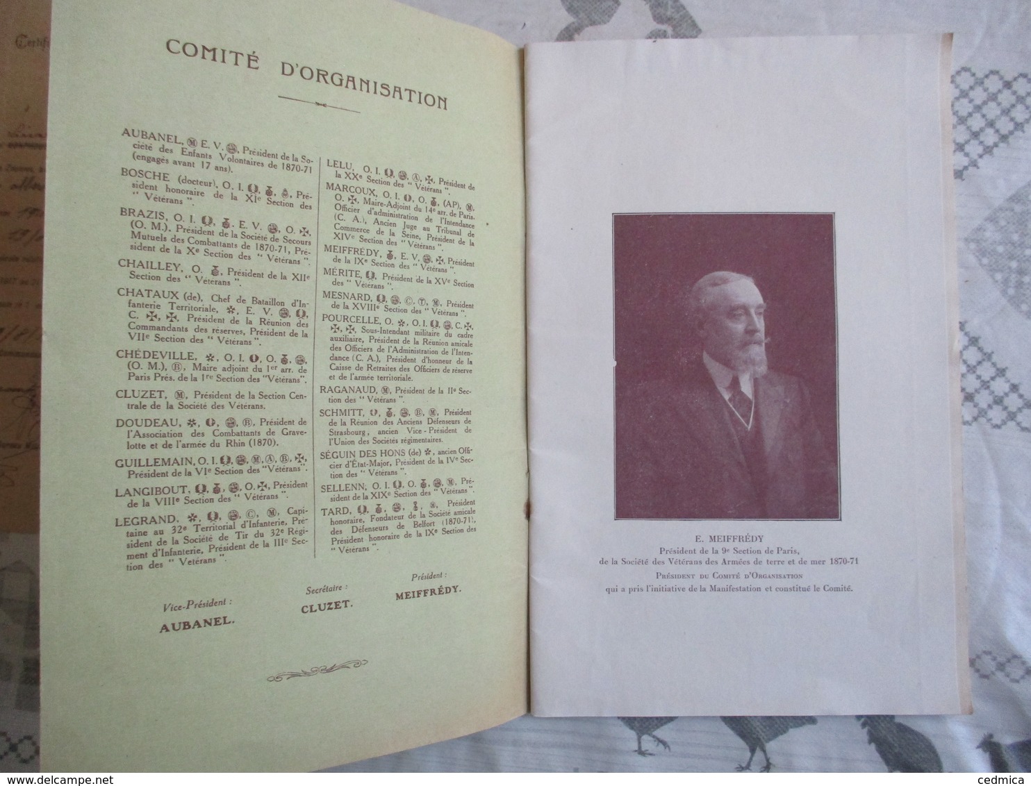 13 JUILLET 1913 MANIFESTATION PATRIOTIQUE DES MEDAILLES DE 1870-71 DISCOURS PRONONCES AU BANQUET ET LISTE DES SOUSCRIPTI - Français