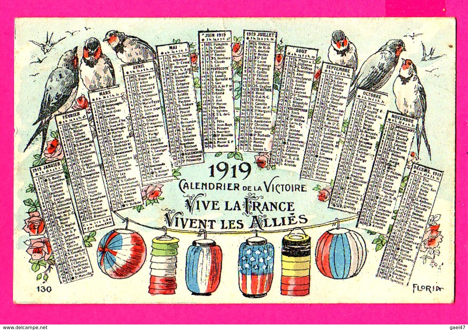 CPA  (Réf: Z2318) FANTAISIES AUTRES) Calendrier De La Victoire 1919 VIVENT LES ALLIÉS - Other & Unclassified