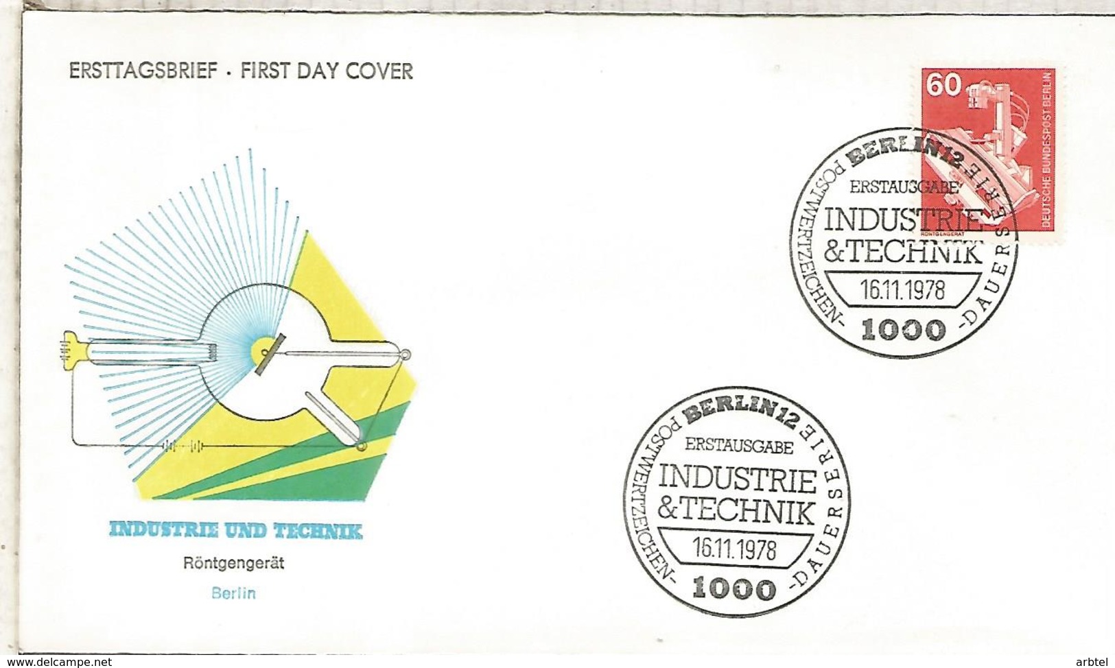 ALEMANIA FDC BERLIN 1978 APARATO RAYOS X RAY MEDICINA - Física