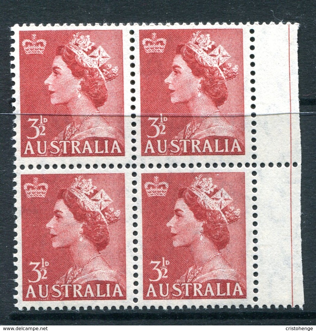 Australia 1953-57 QEII Definitives - 3½d Brown-red - Wmk. - Block Of 4 MNH (SG 263) - Mint Stamps