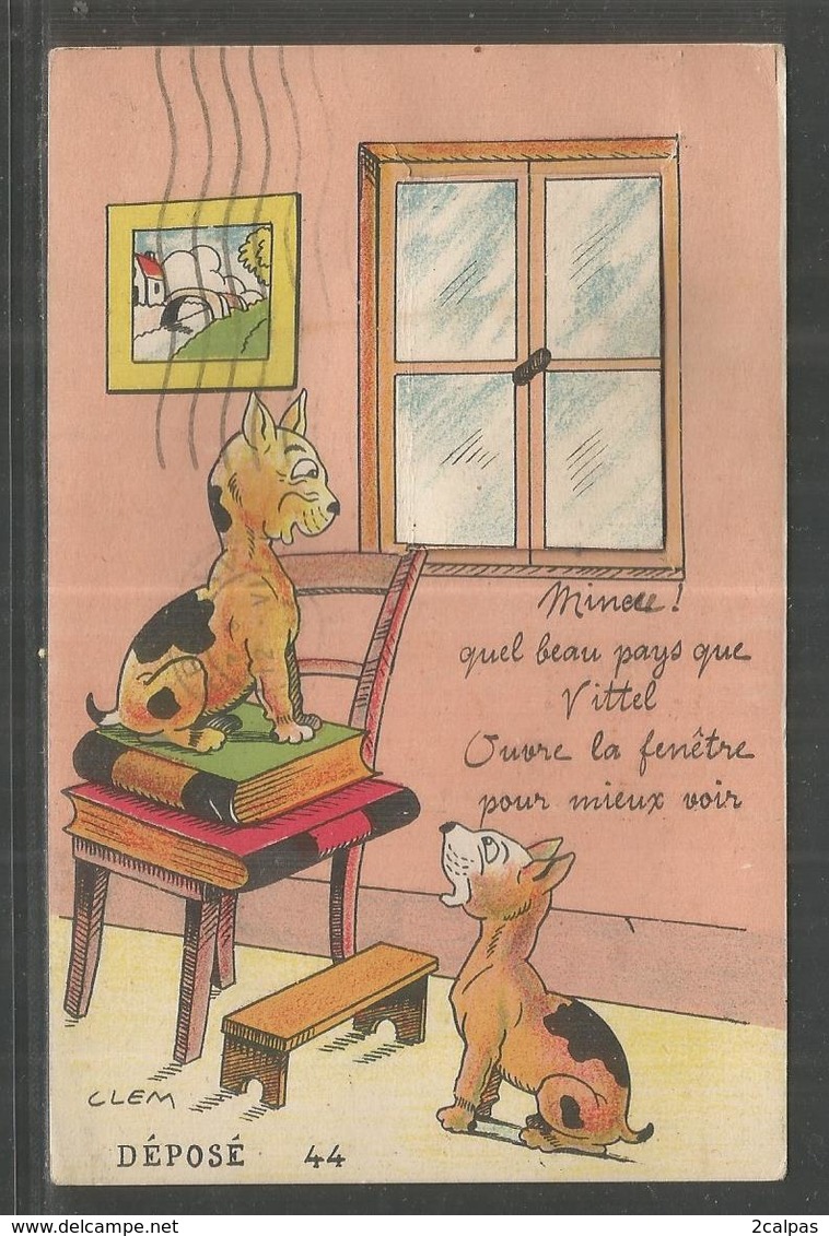 88 - Vosges - Vittel - Carte A Systeme Peu Courante -  Minou Quel ... Delboy Fabricant Mirecourt -  Illustrée Par Clem - Contrexeville