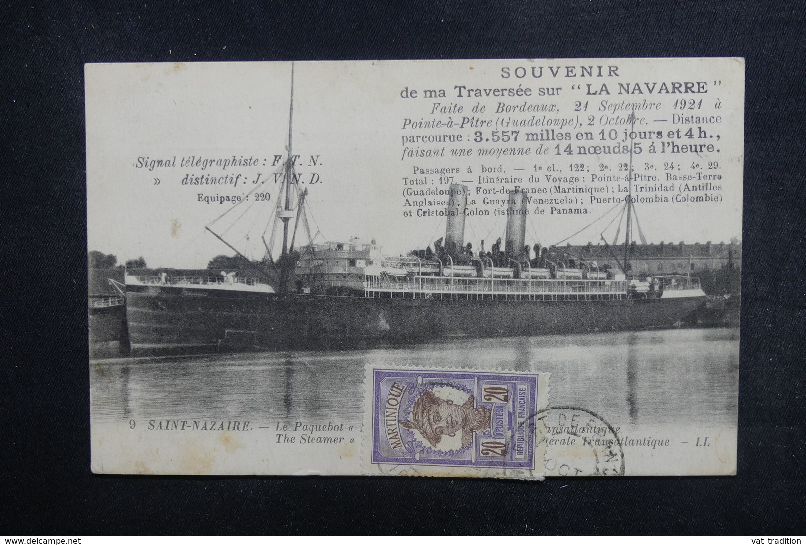 BATEAUX - Carte Postale - Saint Nazaire - La Navarre - Paquebot Pour Les Antilles - L 40338 - Paquebots