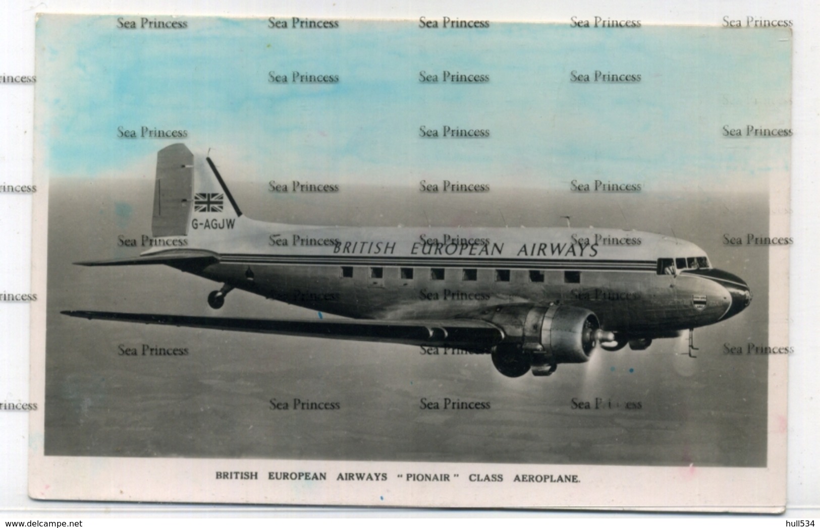 BEA British European Airways Douglas DC3 Pionair G-AGJW Postcard - 1946-....: Era Moderna