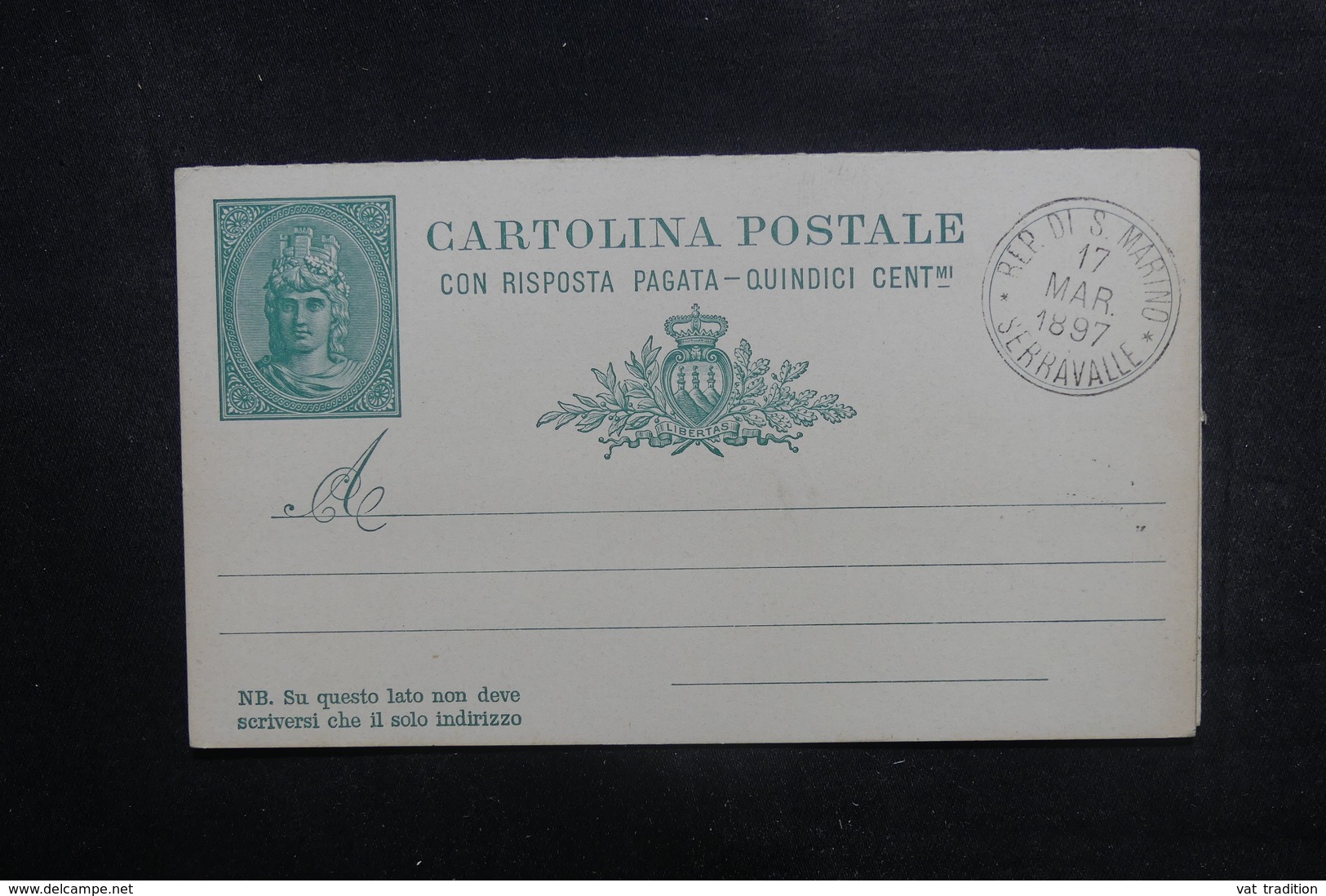 SAINT MARIN - Entier Postal + Réponse Non Circulé, Oblitération De Serravalle En 1897 - L 40345 - Interi Postali