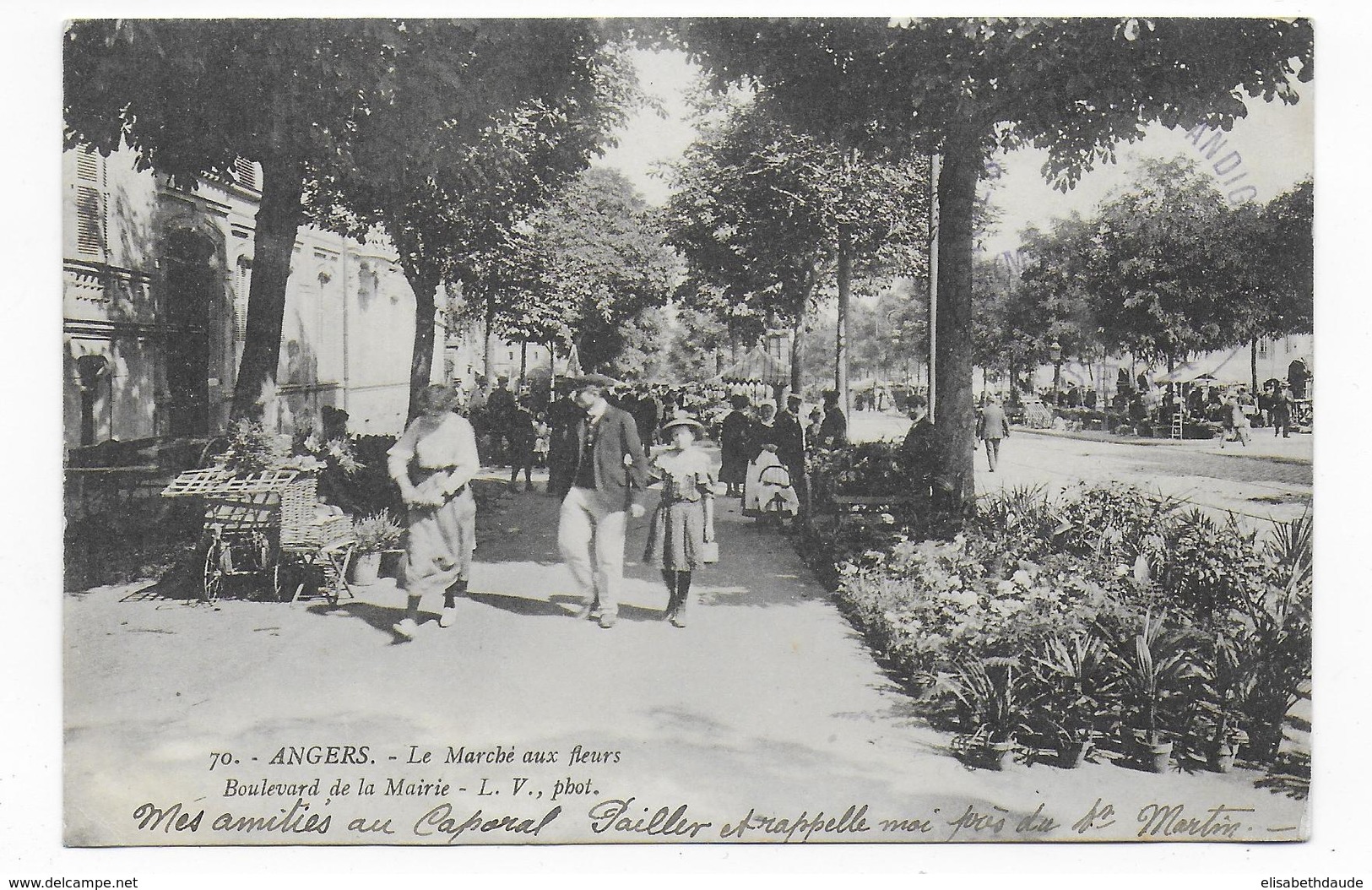 1915 - CARTE (ANIMEE MARCHE AU FLEURS) De L'HOPITAL ST GEMMES D'ANDIGNE De ANGERS (MAINE ET LOIRE) - Guerre De 1914-18