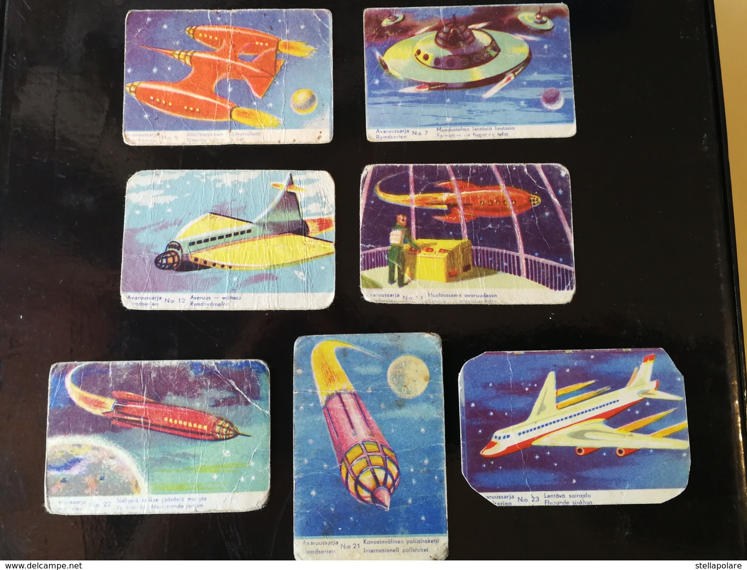 Lot Of 7 SPACE CARDS - CHYMOS BUBBLE GUM "AVARUUSARJA" About 1957 Finland - SCI -FI - UFO - OVNI - SOUCOUPE - Other & Unclassified