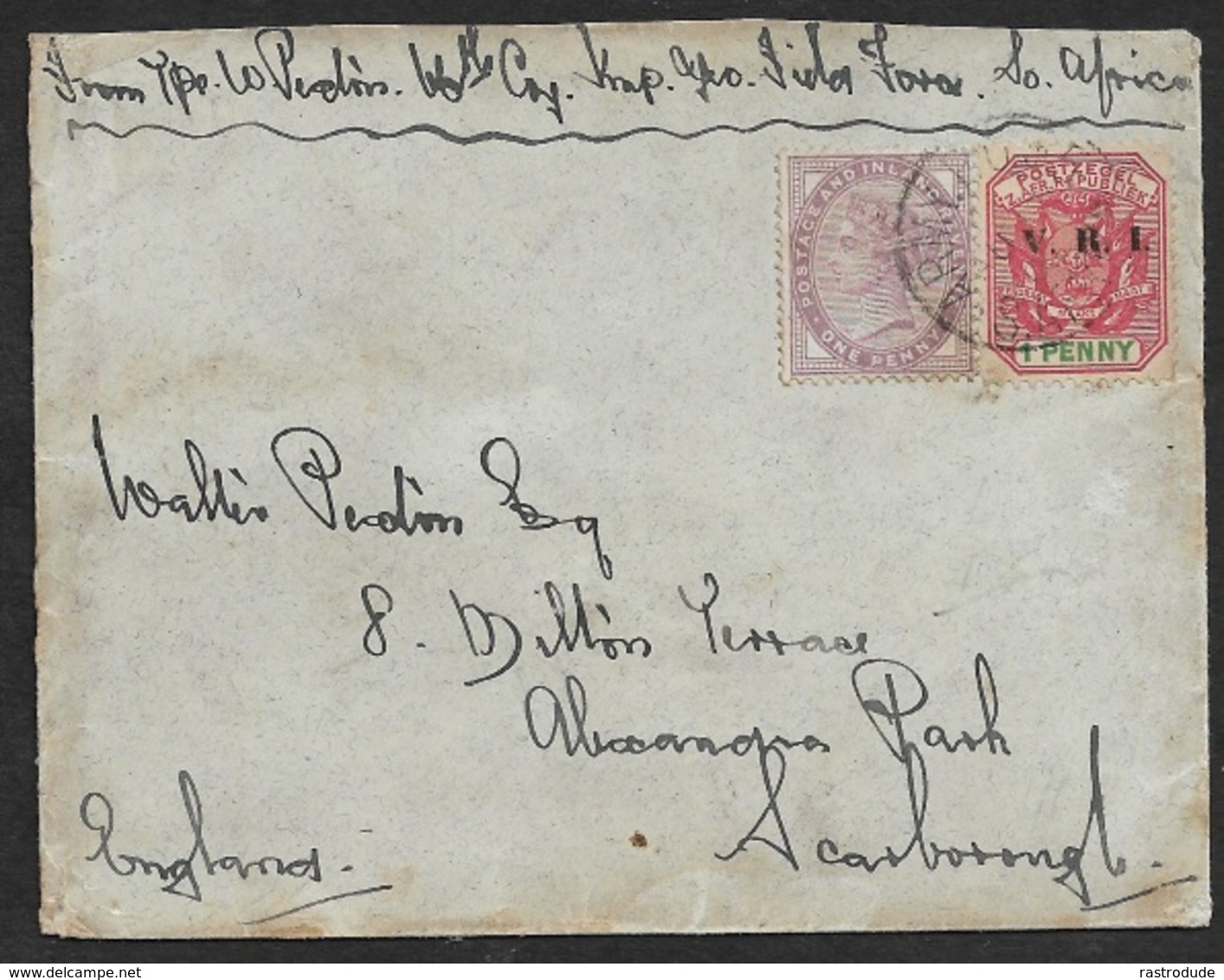 1901 - BOER WAR - Cover MIXED FRANKING GB Victoria - TRANSVAAL - ARMY POSTAL SERVICE To GB - Transvaal (1870-1909)