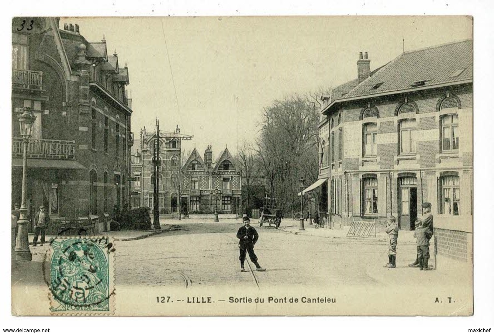 Lille - Sortie Du Pont De Canteleu (animation, Rails Tramway) Circulé 1907 - Lille