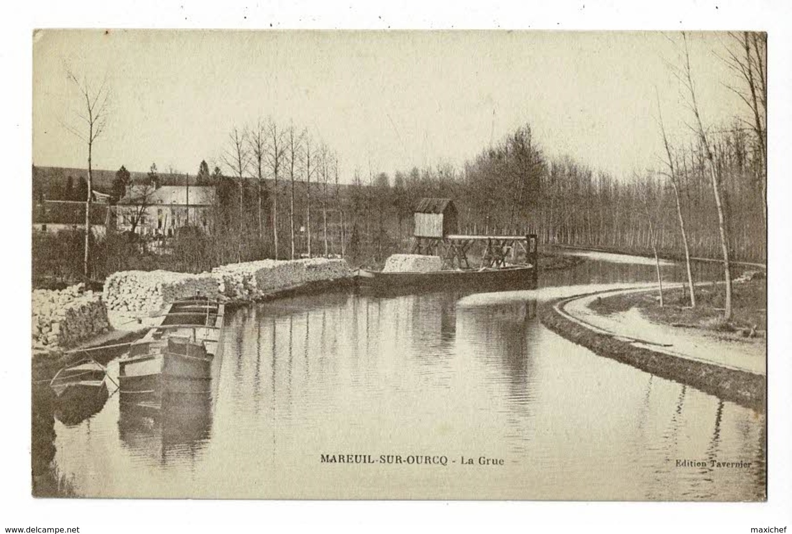 Mareuil Sur Ourcq - La Grue (canal, Barges, Tas De Pavés, Potence De Chargement) Circulé Sabs Date, Sous Enveloppe - Autres & Non Classés