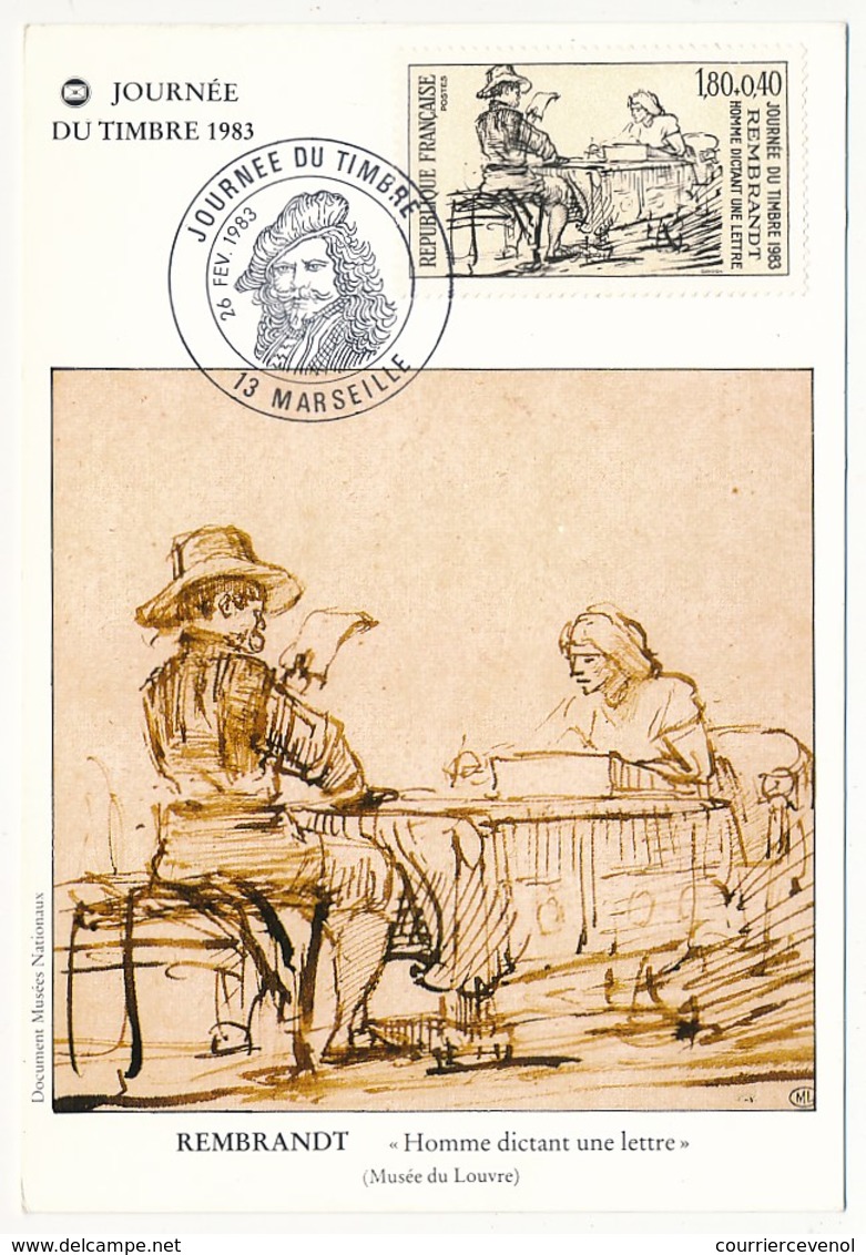 FRANCE => Carte Fédérale - Journée Du Timbre 1983 - REMBRANDT - Oblit MARSEILLE 26 Fév 1983 - Tag Der Briefmarke