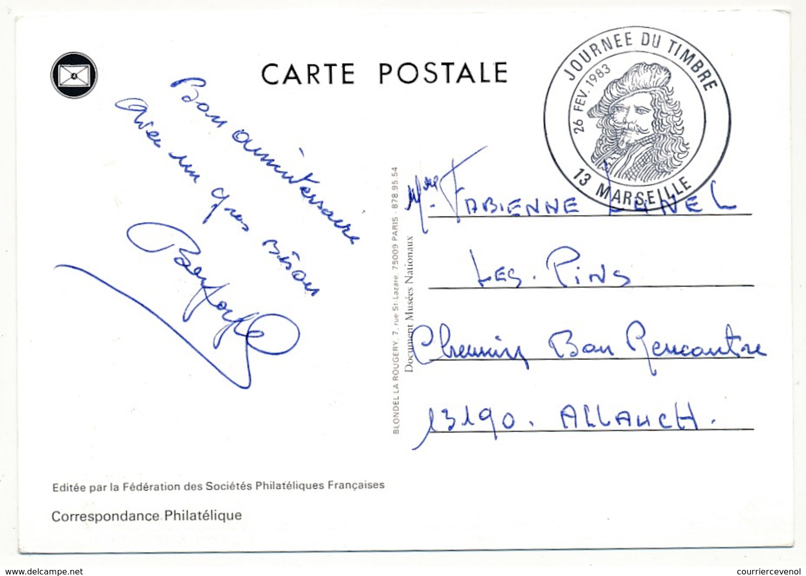 FRANCE => Carte Fédérale - Journée Du Timbre 1983 - REMBRANDT - Oblit MARSEILLE 26 Fév 1983 - Journée Du Timbre