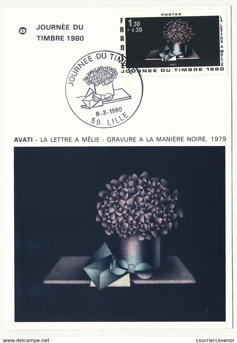 FRANCE => Carte Fédérale - 1,30 + 0,30 - La Lettre Amelie - Journée Du Timbre - LILLE - 1980 - Journée Du Timbre