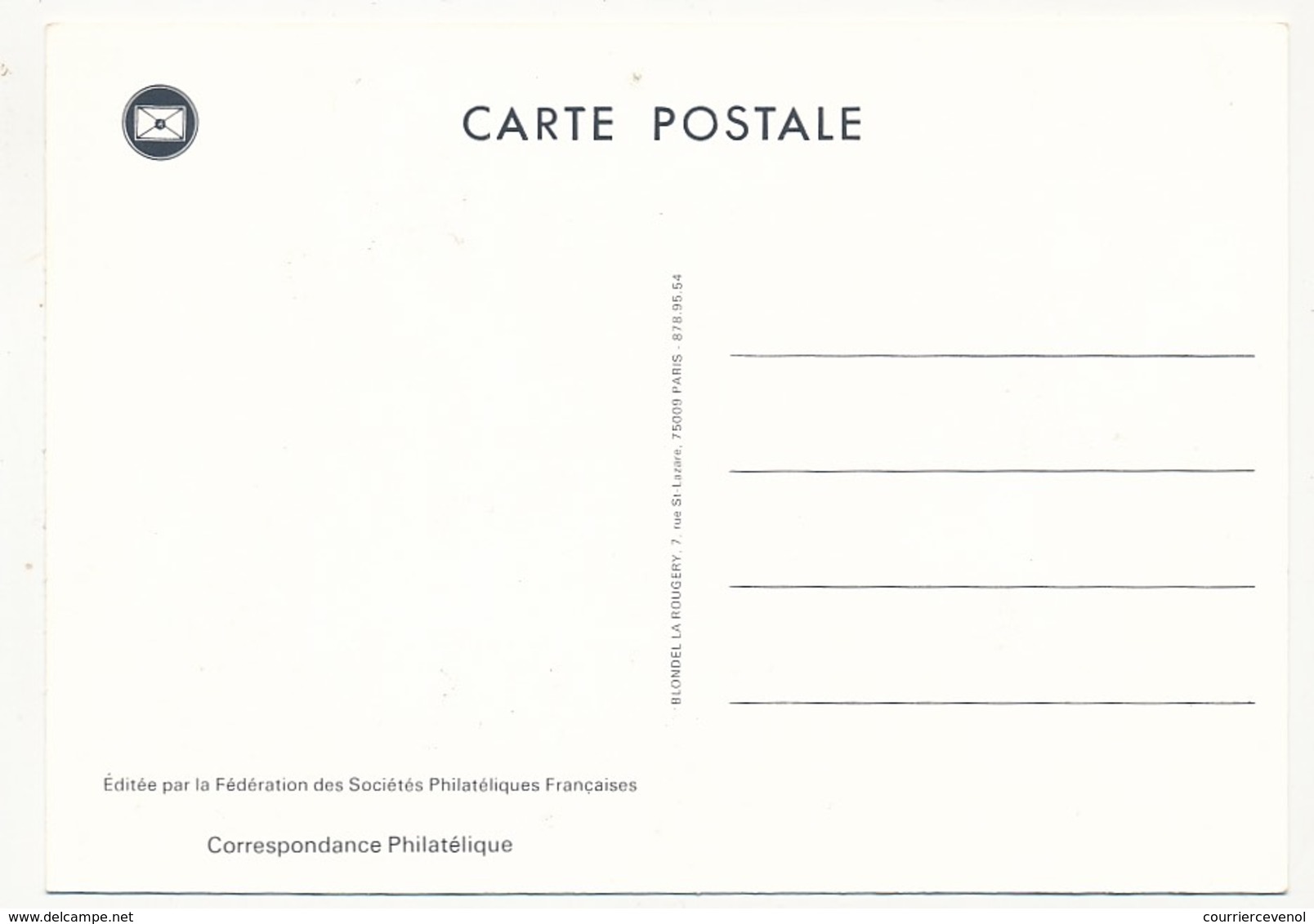 FRANCE => Carte Fédérale - 1,30 + 0,30 - La Lettre Amelie - Journée Du Timbre - LILLE - 1980 - Stamp's Day