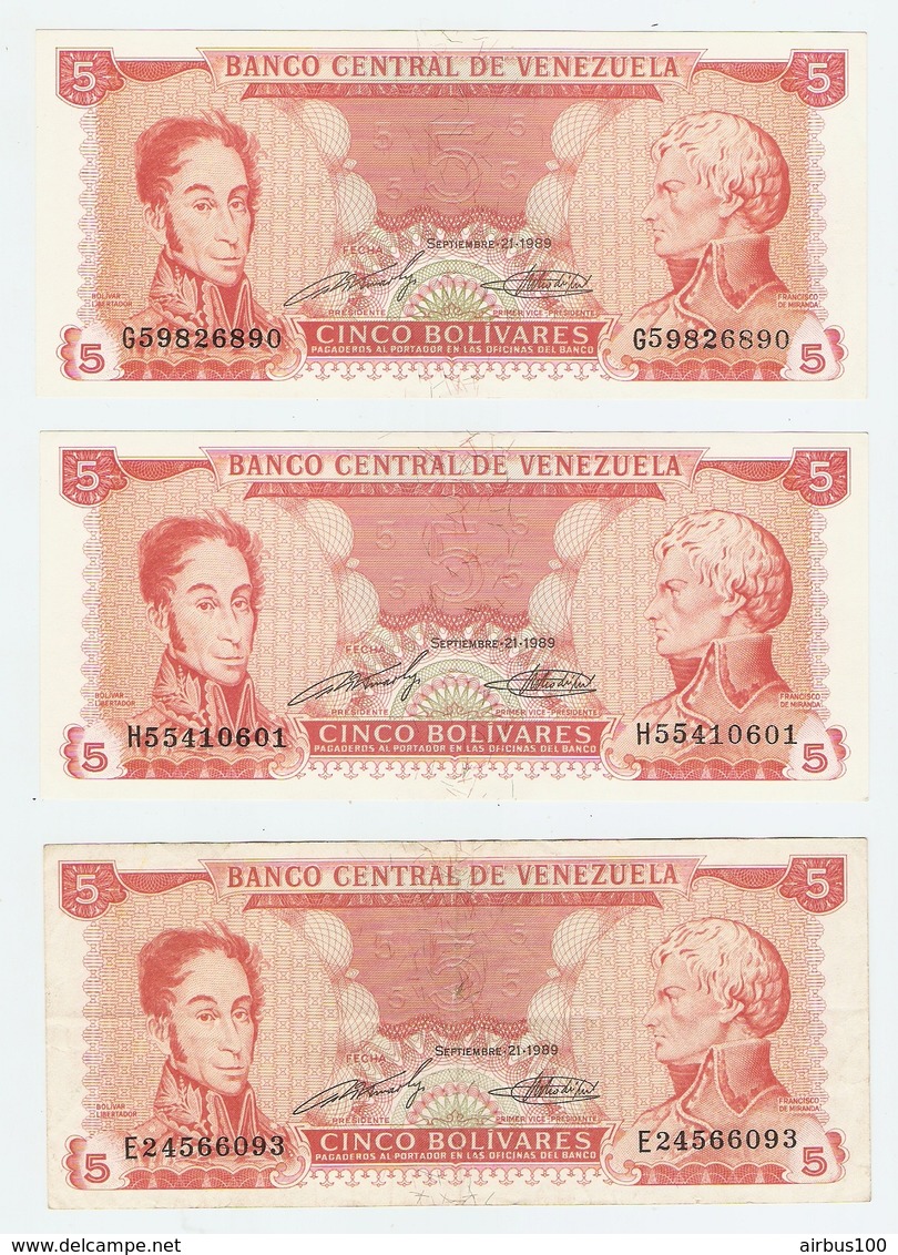 LOT De 7 BILLETS De BANQUE VENEZUELA - 7 BANKNOTES OF VENEZUELA BANK - 7 BILLETES DE BANCO VENEZUELA - Alla Rinfusa - Banconote