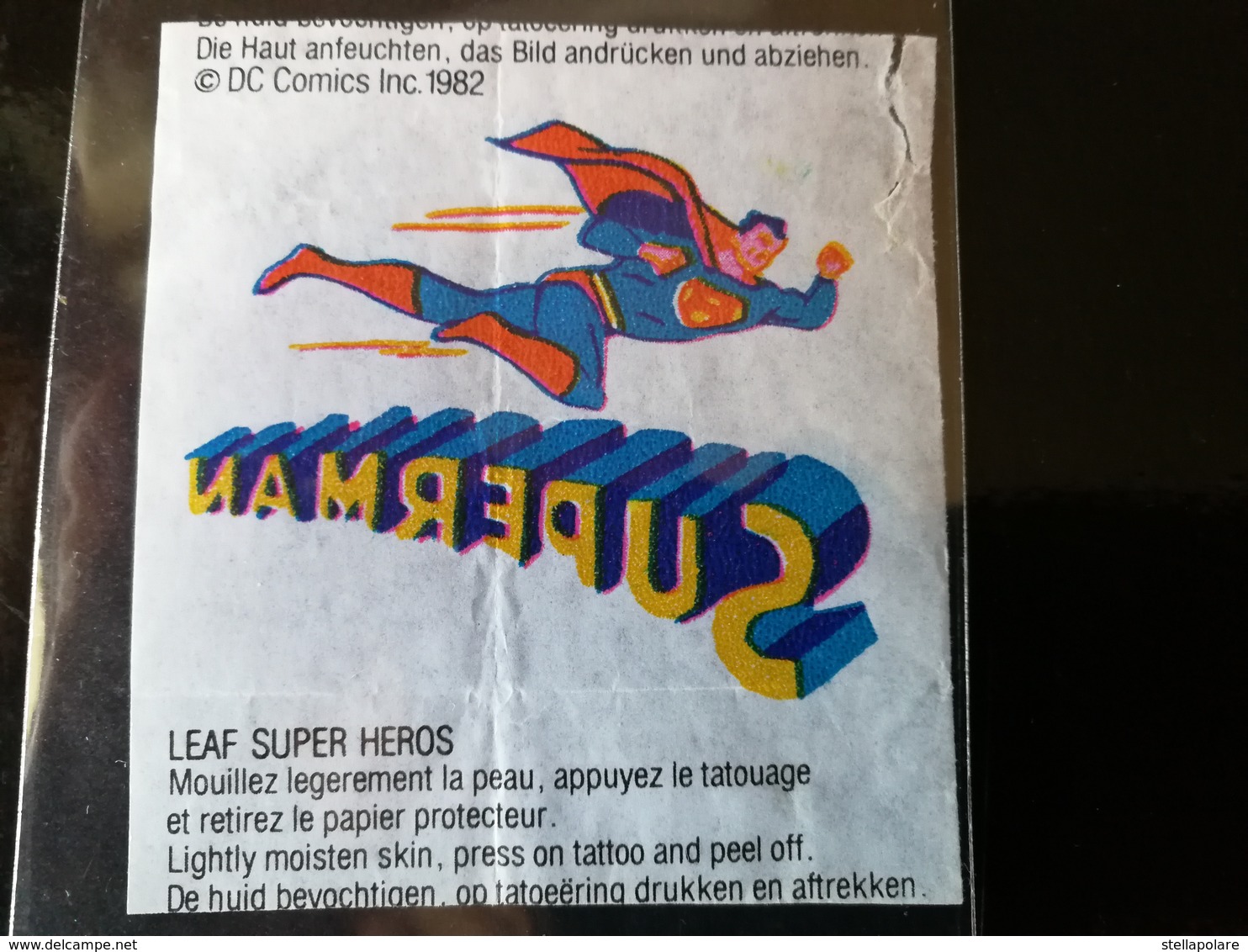 VINTAGE 1982 SUPERMAN LEAF BUBBLE GUM WAX WRAPPER TATTOO - Sonstige & Ohne Zuordnung