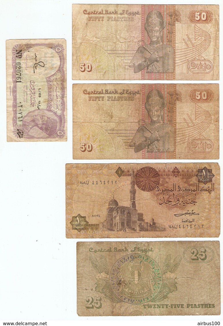 LOT De 5 BILLETS De BANQUE EGYPTE - 5 BANKNOTES EGYPT BANK - 5 BILLETES EGIPTO BANCO - Vrac - Billets