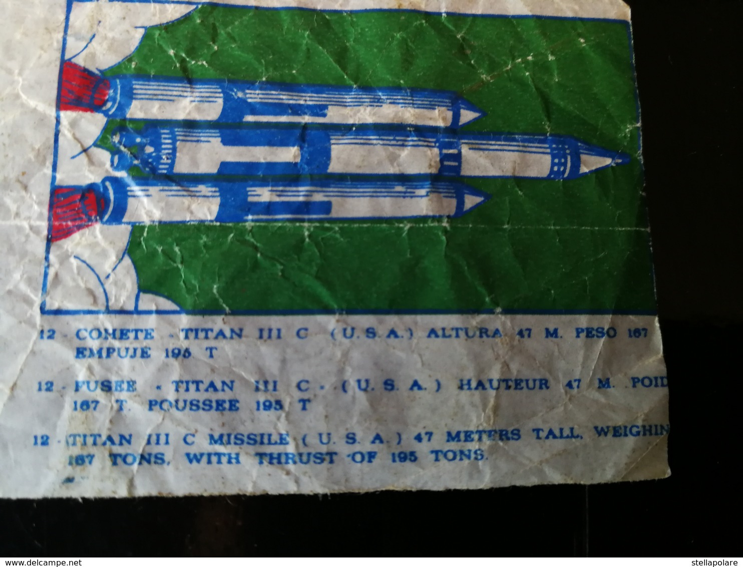 SPACE BUBBLE GUM WAX WRAPPER - About 1970 - TITAN III C - Other & Unclassified