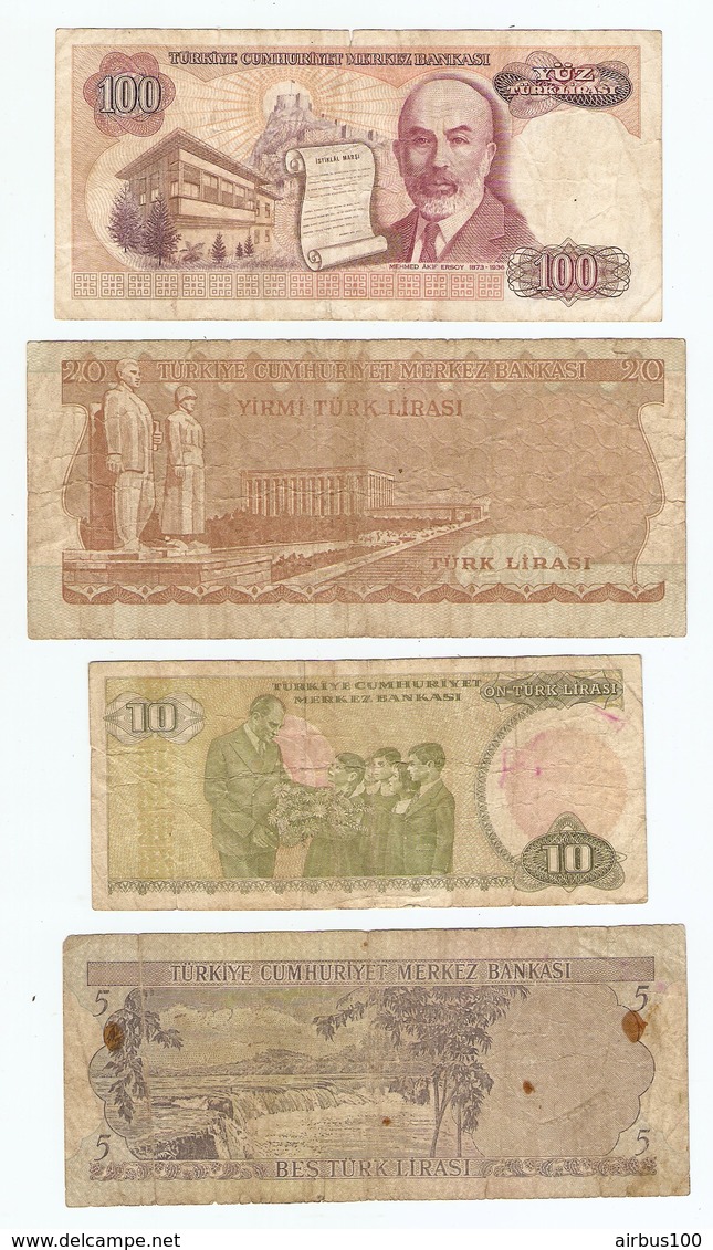 LOT De 8 BILLETS De BANQUE TURQUIE - 8 TURKEY BANKNOTES - 8 BILLETES DE TURQUÍA - Alla Rinfusa - Banconote