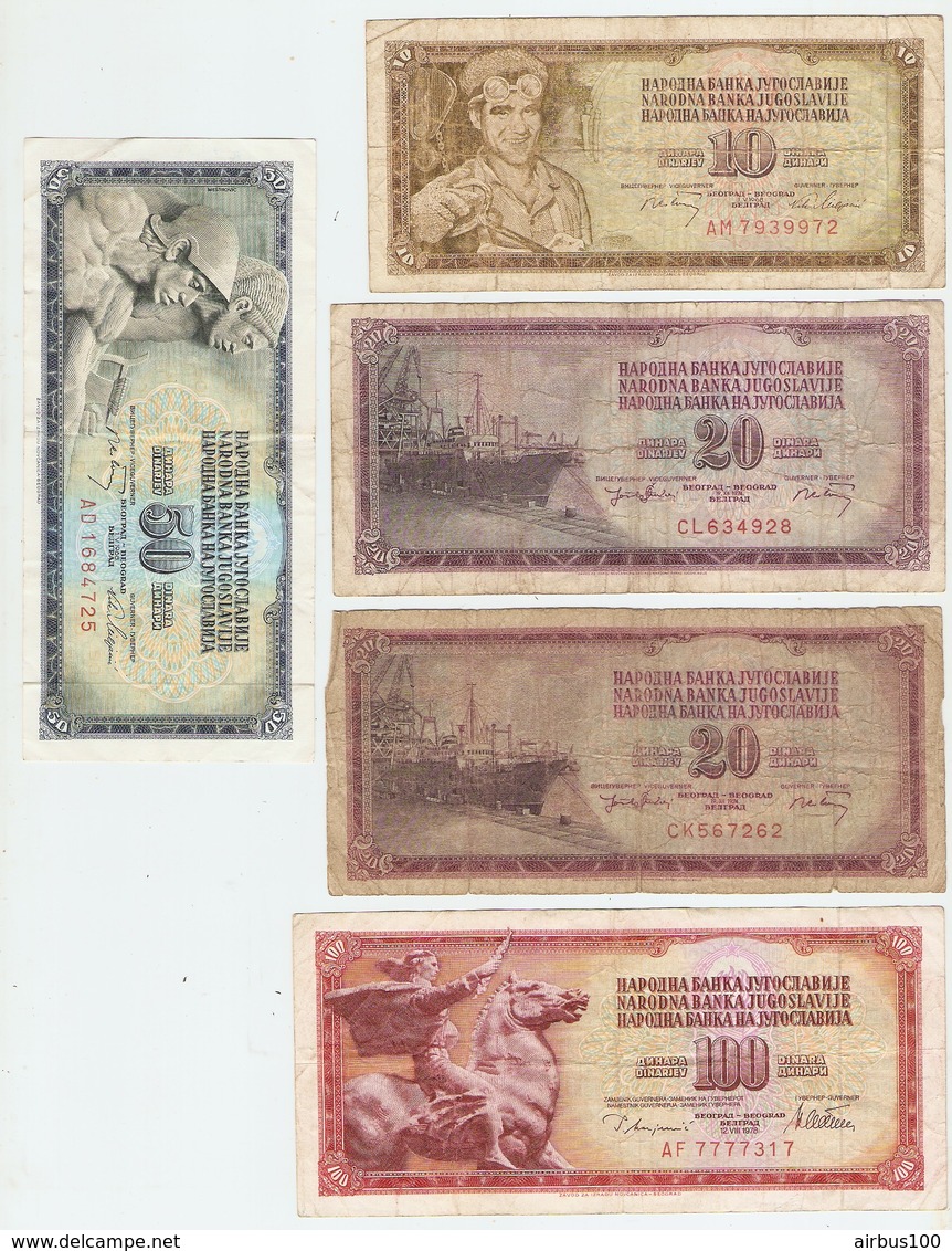 LOT De 5 BILLETS De BANQUE YOUGOSLAVIE - 5 BANKS OF YUGOSLAVIA BANK - 5 BANCOS DEL BANCO DE YUGOSLAVIA - Alla Rinfusa - Banconote