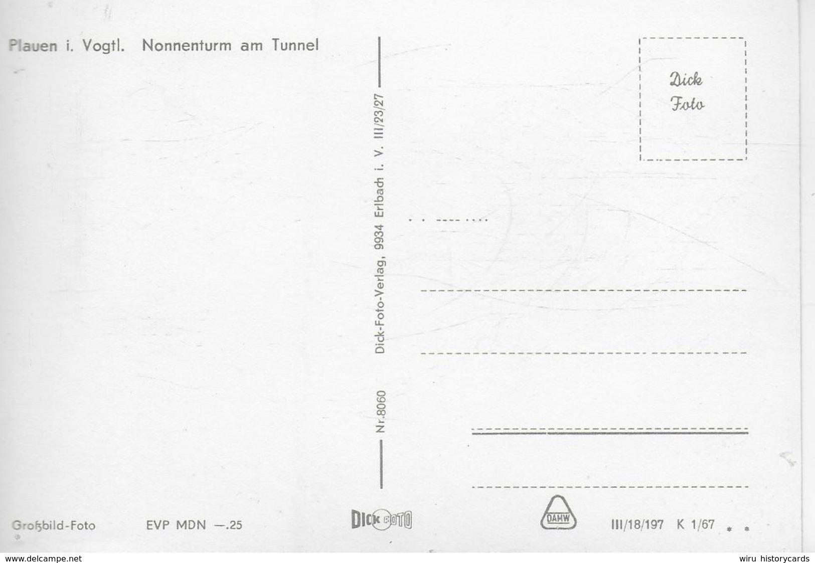AK 0305  Plauen - Nonnenturm Am Tunnel/ Ostalgie , DDR Um 1967 - Plauen