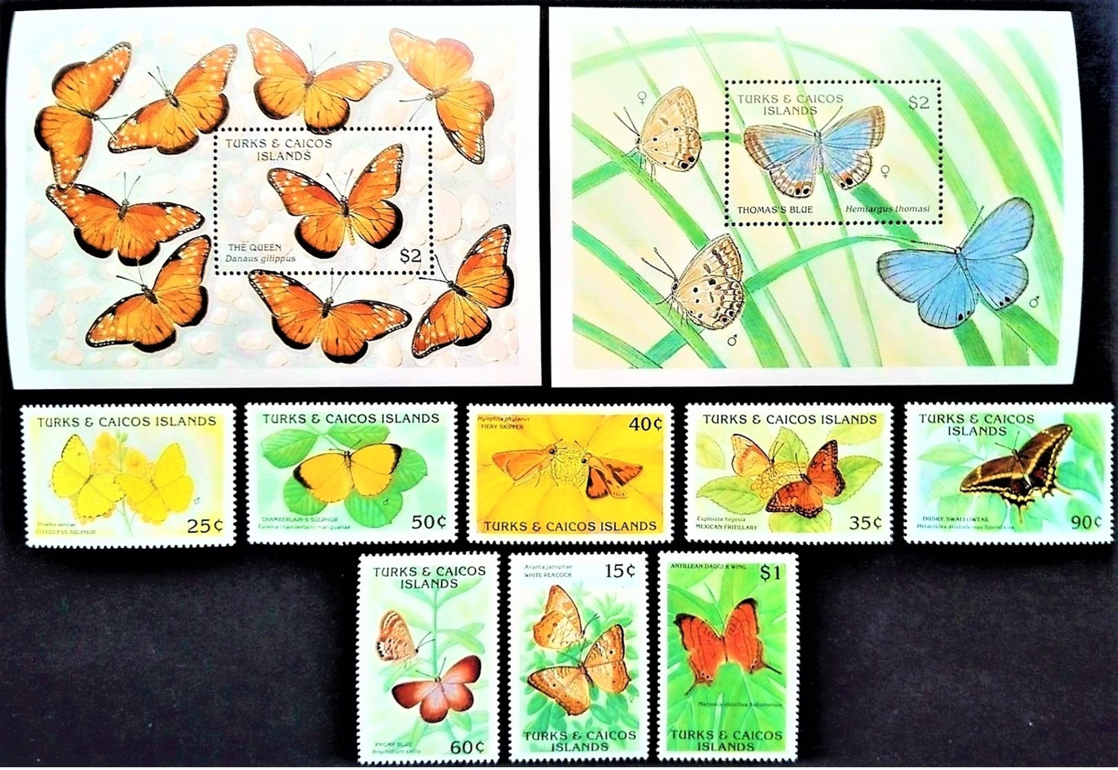 # Turks Caicos 1991**Mi.979-88 Butterflies , MNH [21;95] - Papillons