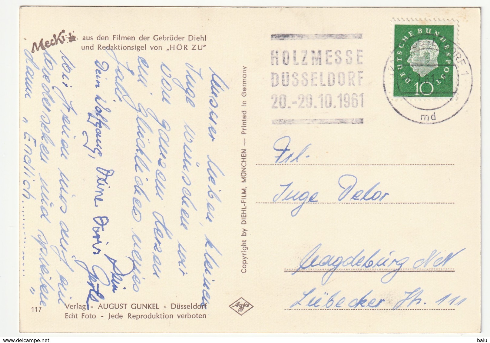 Postkarte Mecki Herzliche Neujahrsgrüße! 14,5 X 10,7 Cm. Verlag August Gunkel 117 Gebrüder Diehl - Mecki