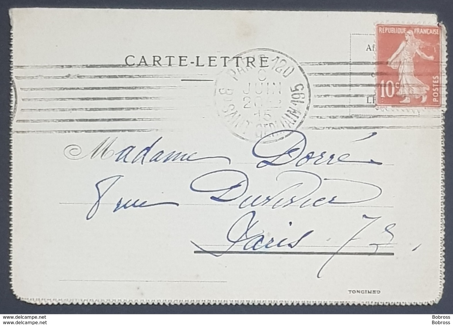 1915 Carte Lettre, Saint Germain Paris, France, Republique Française, Used - Storia Postale