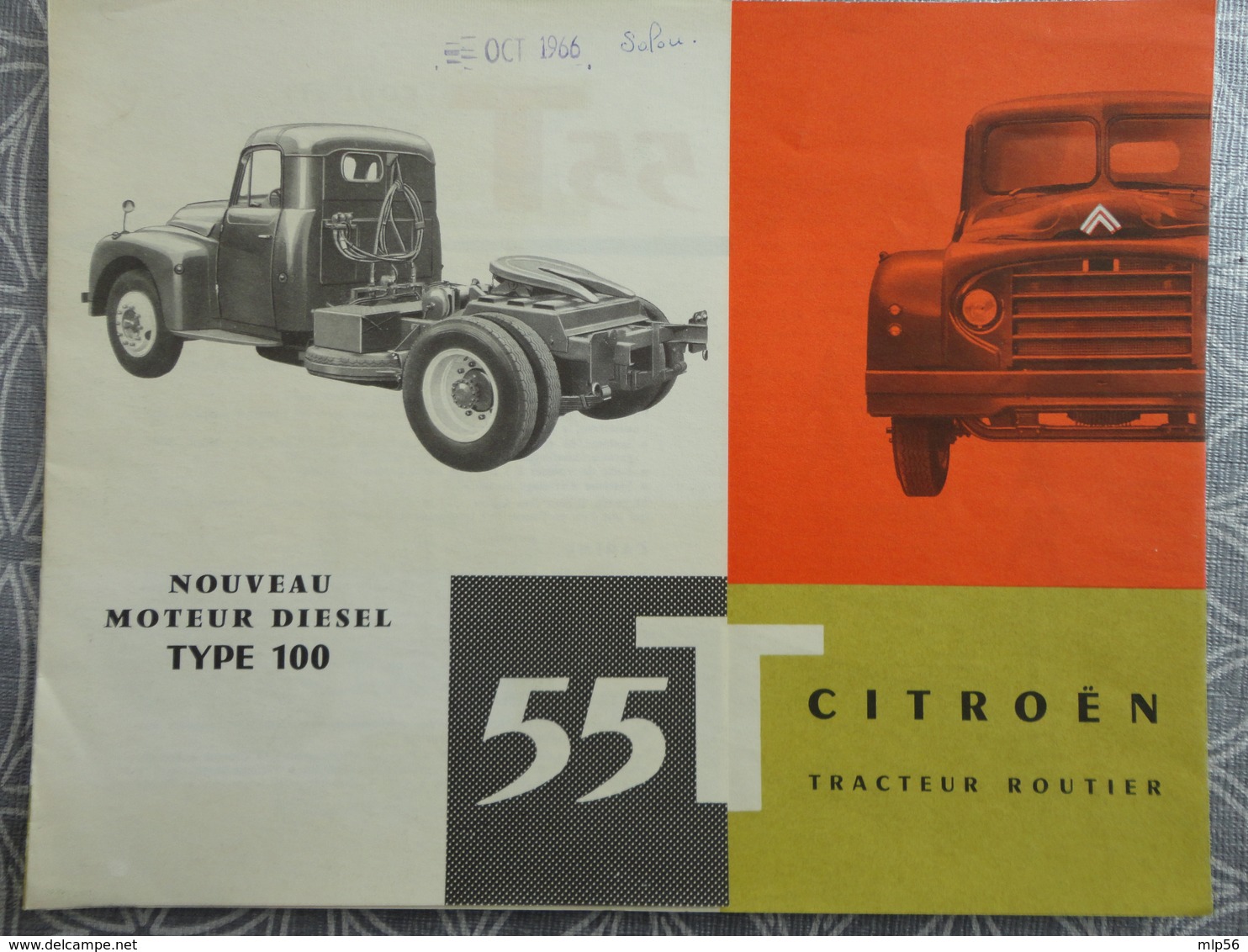 CITROEN CAMION 55 T TRACTEUR ROUTIER  NOUVELLE CABINE  PUBLICITE PROSPECTUS  DEPLIANT 6 PAGES 21 X 27 CM - Camions