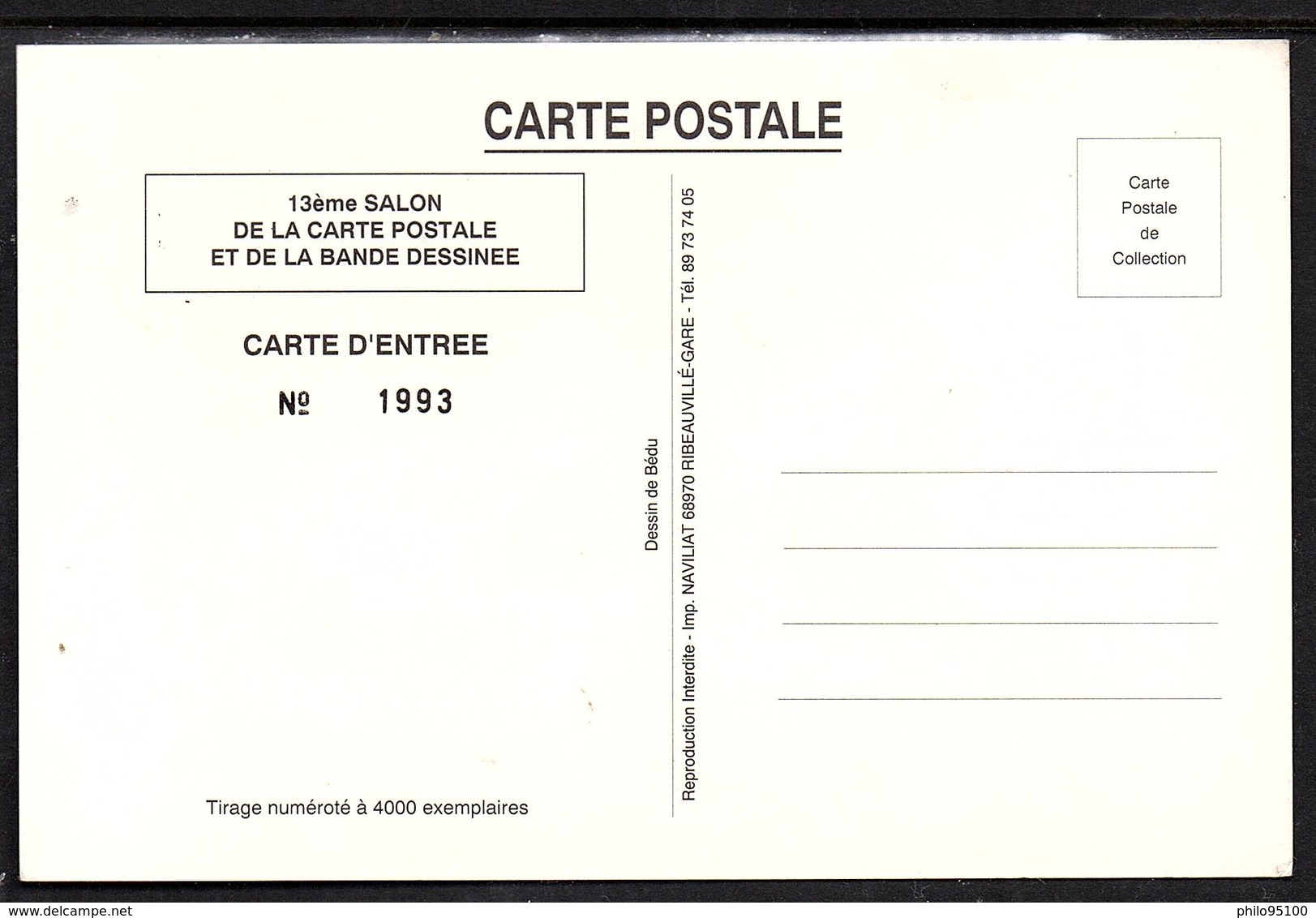 COLMAR . 13éme Salon De La Carte Postale Et De La BD .1993. - Bourses & Salons De Collections