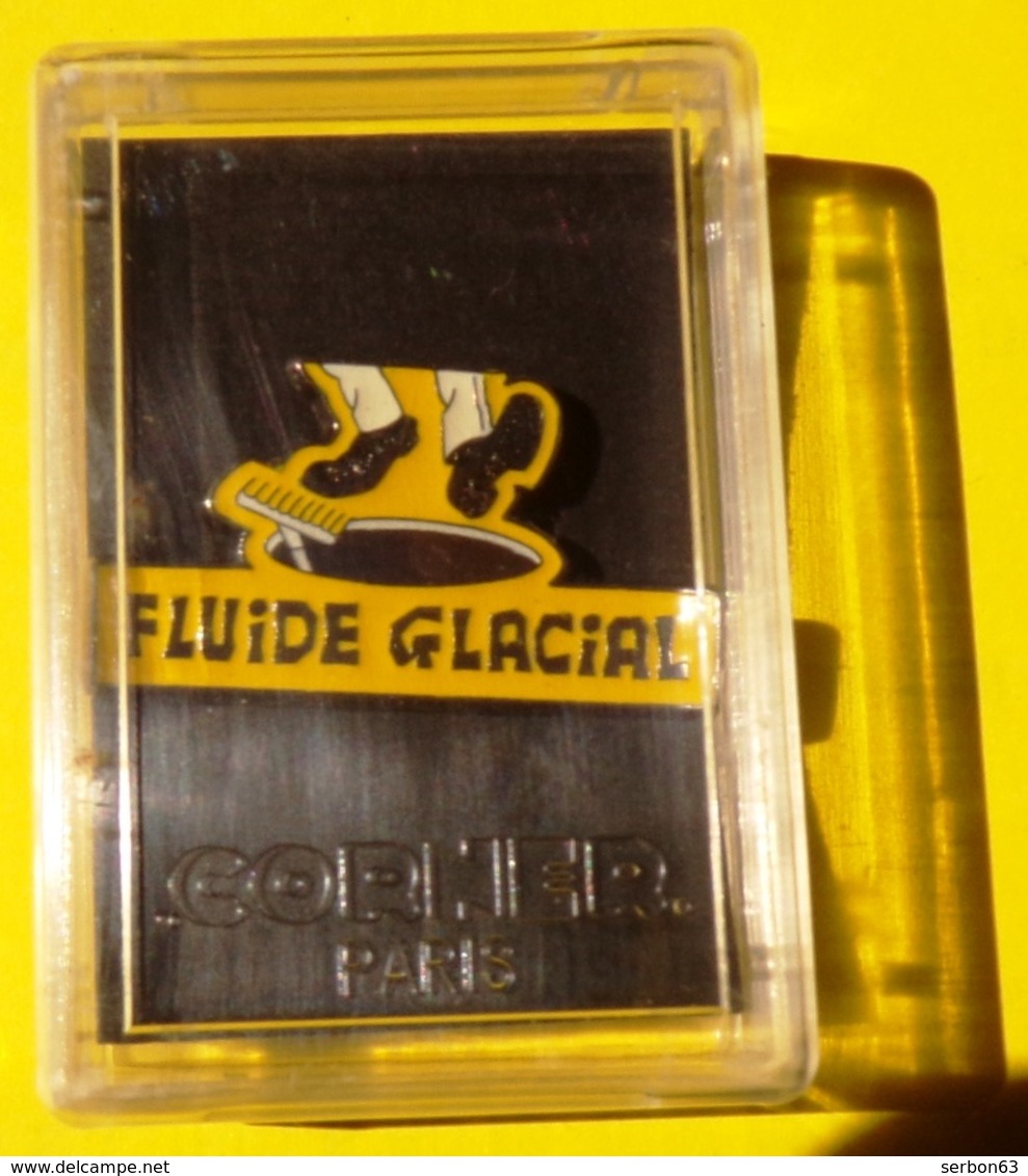 PIN'S FLUIDE GLACIAL PIN'S EPINGLETTE CORNER DANS SA BOITE D'ORIGINE EN PLASTIQUE - NOTRE SITE Serbon63 - Pin's