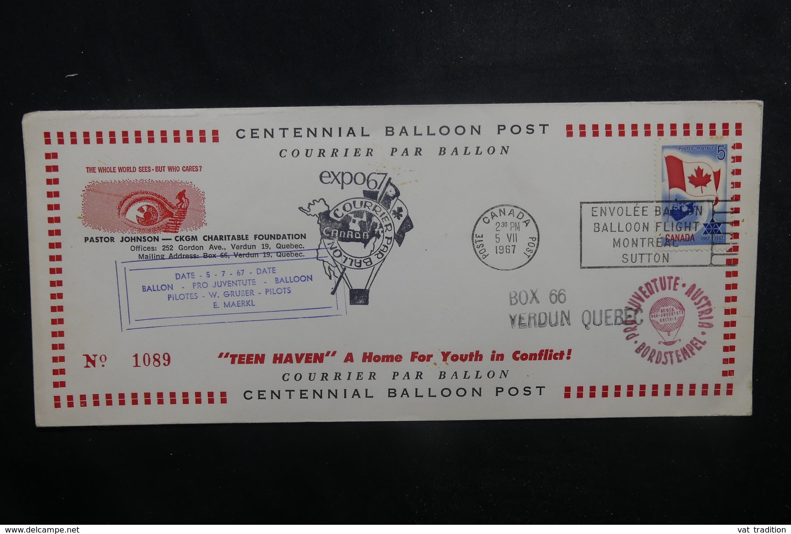CANADA - Enveloppe Par Ballon En 1967 - L 40445 - Storia Postale