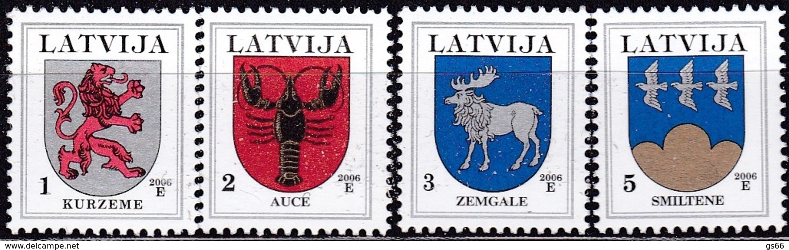 Lettland, 2006, 370/72+421+541,  Freimarken: Wappen. MNH ** - Lettland