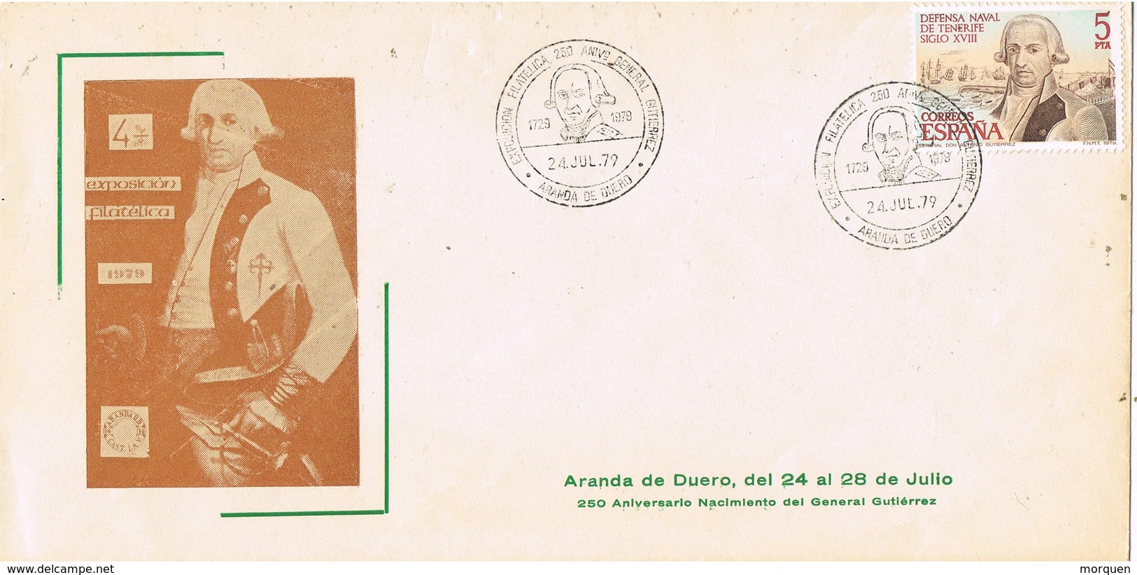 33696. Carta Exposicion ARANDA De DUERO (Burgos) 1979. 250 Aniversario General GUTIERREZ - Cartas & Documentos