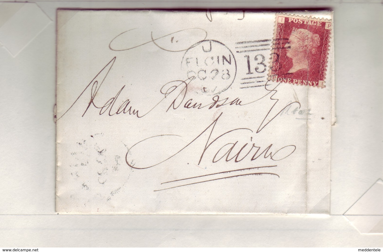 GB QV Scotland Cancel 133 ELGIN  Plate 102 October 28 To NAIRN Lettered IP/PI Light Fold/Clean - Covers & Documents