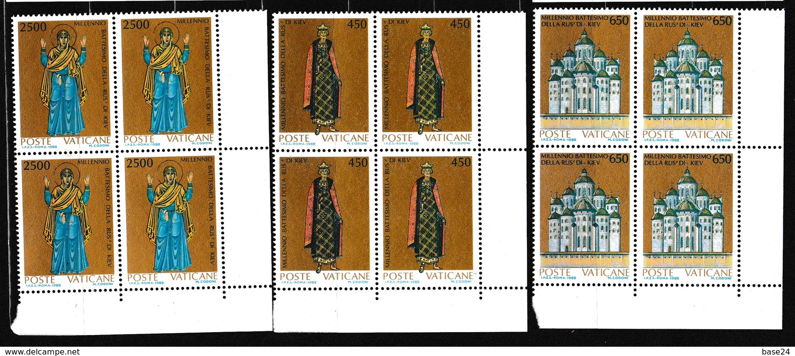 1988 Vaticano Vatican MILLENNIO KIEV 4 Serie Di 3v. MNH** Bl.4 - Nuovi