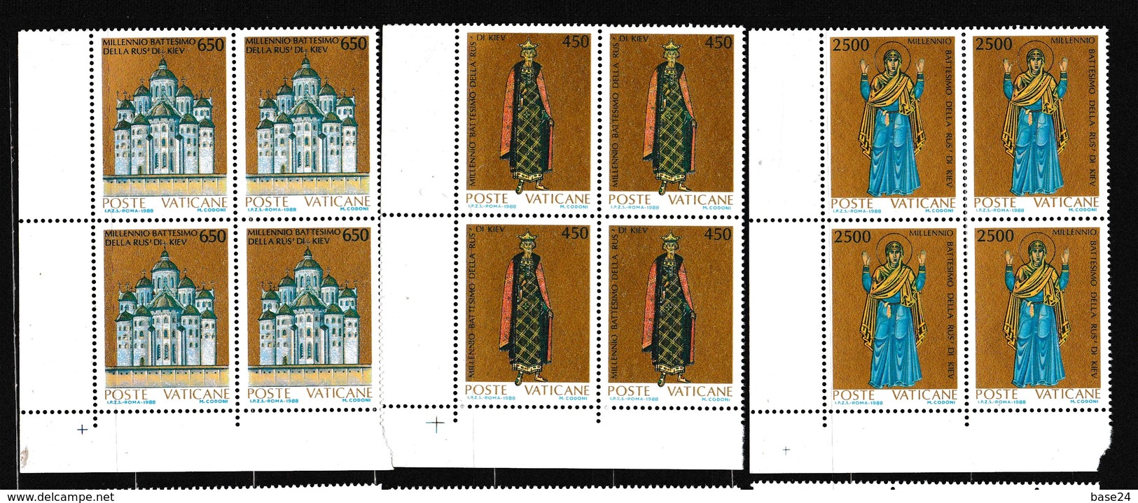 1988 Vaticano Vatican MILLENNIO KIEV 4 Serie Di 3v. MNH** Bl.4 - Nuovi