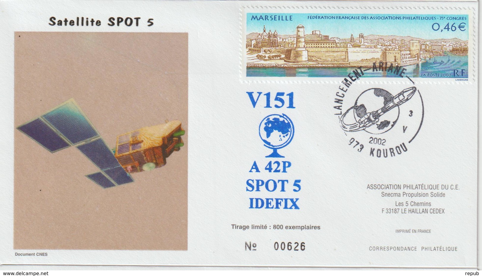 France Kourou 2002 Lancement Ariane Vol 151 - Gedenkstempel