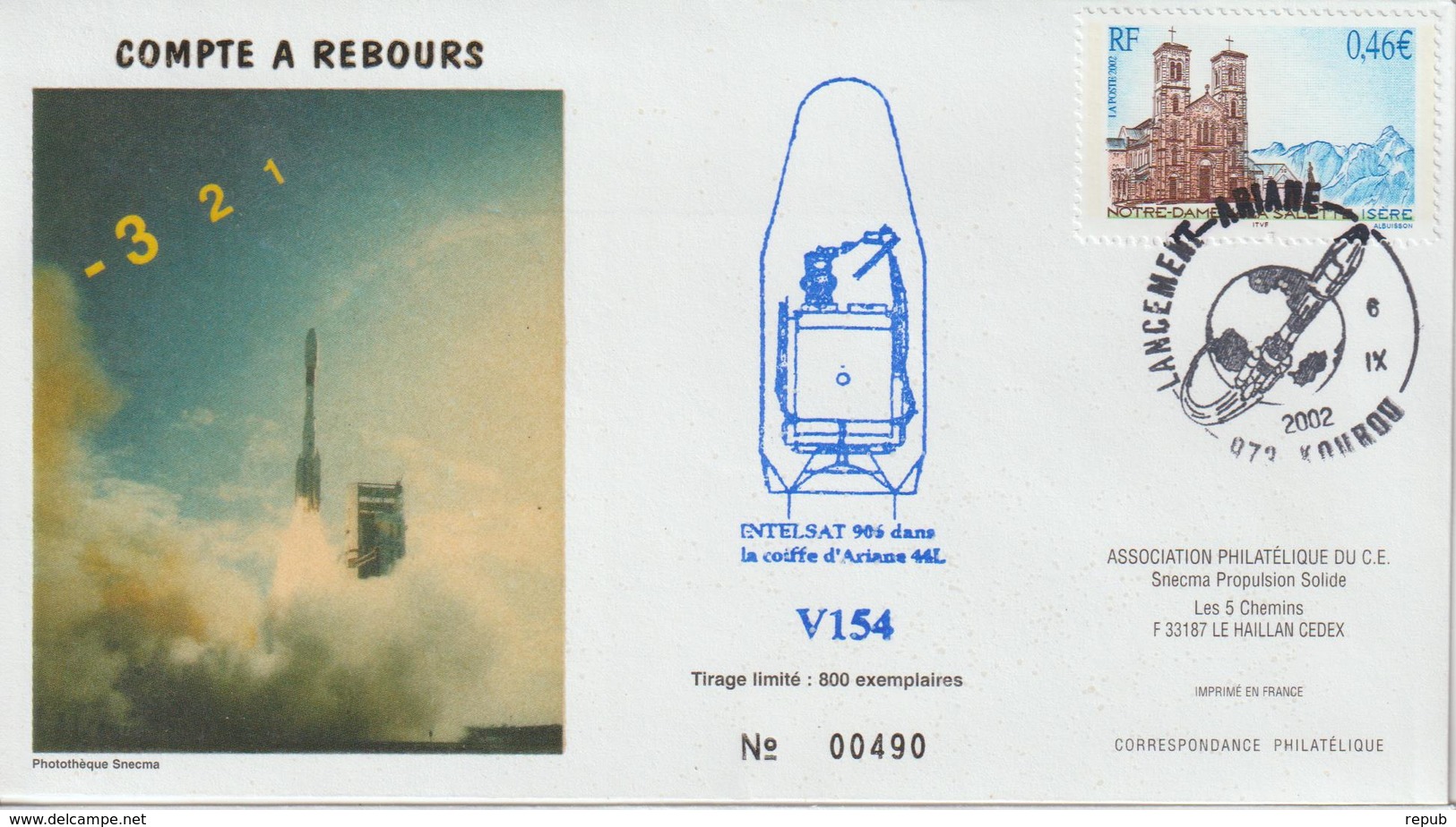 France Kourou 2002 Lancement Ariane Vol 154 - Gedenkstempel