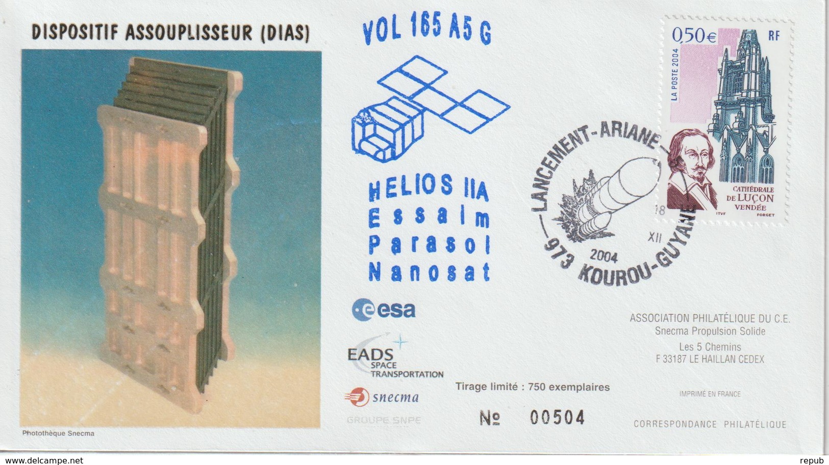France Kourou 2004 Lancement Ariane Vol 165 - Commemorative Postmarks