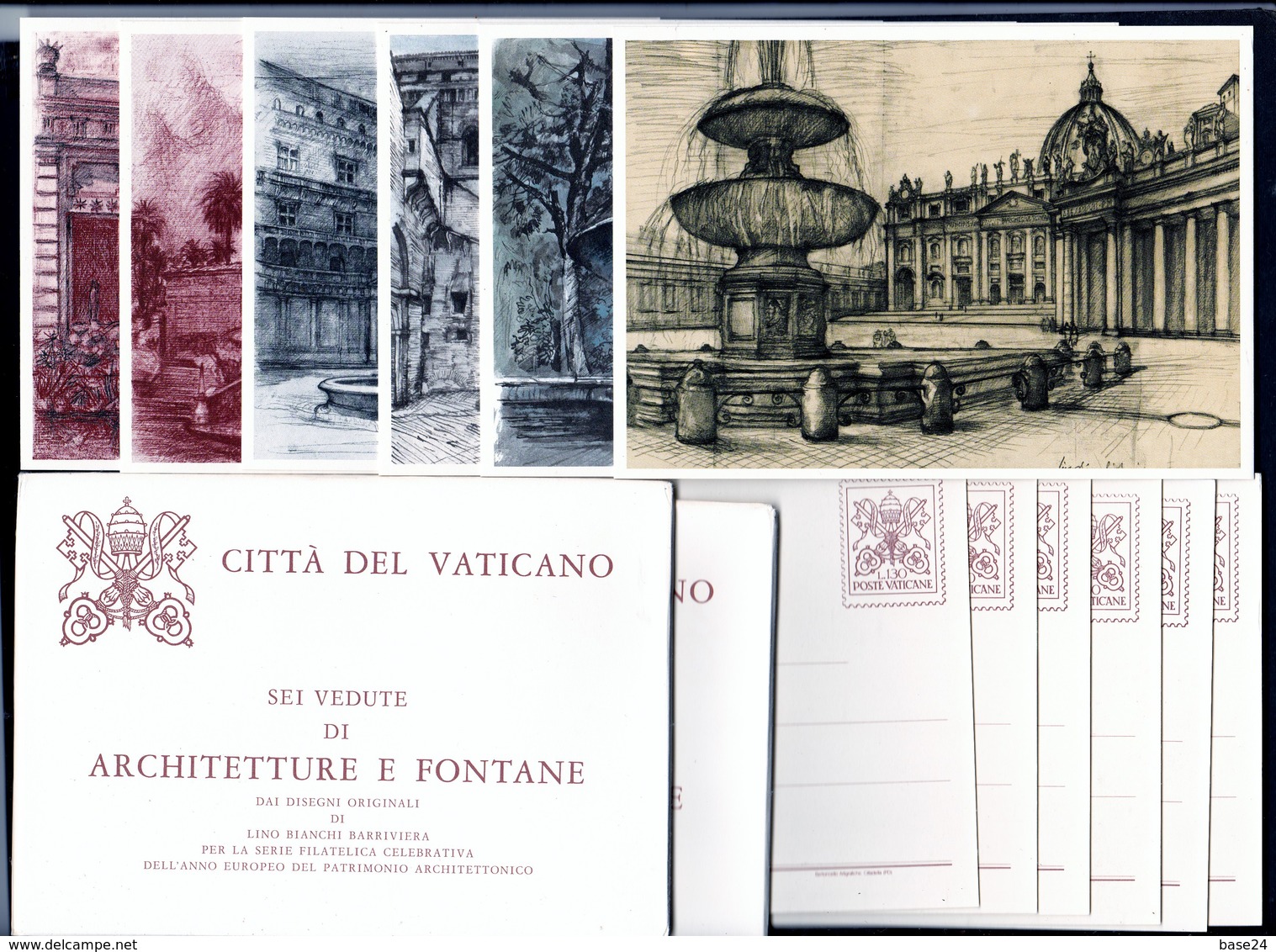 1977 Vaticano Vatican FONTANE DEL VATICANO  FOUNTAINS Interi Postali 2 SERIE DI 6 CARTOLINE ILLUSTRATE (12 Cartoline) - Interi Postali