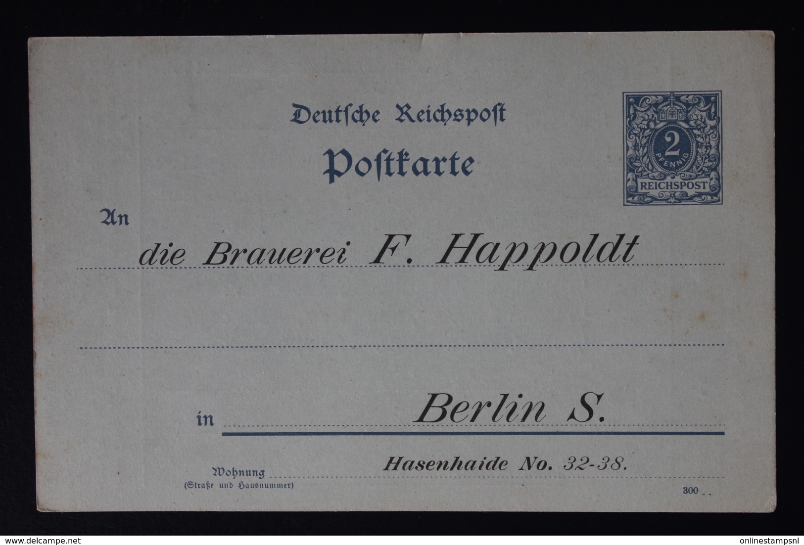 DEUTSCHE REICH: PRIVAT GANZSACHE POSTKARTE BRAUEREI F. HAPPOLDT BERLIN - Private Postwaardestukken