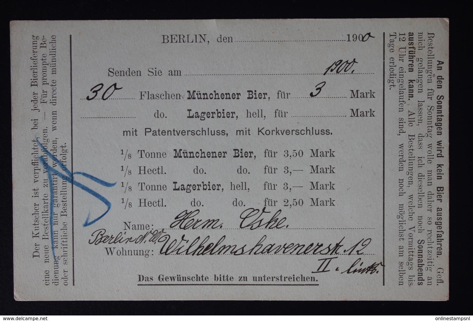 DEUTSCHE REICH: PRIVAT GANZSACHE POSTKARTE BRAUEREI F. HAPPOLDT BERLIN - Private Postal Stationery